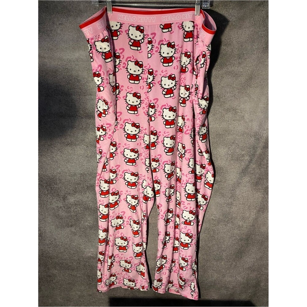 Hello Kitty Sanrio Pajama Pants 3X Pink Leopard Animal Print Fleece Sleepwear